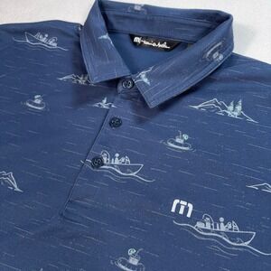 Travis Mathew Fun and Games Golf Polo Men's XL Navy Stretch Mountain Beach Boat‎
